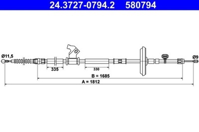 CABLE FRENOS DE MANO OPEL PARTE TRASERA ASTRA J 09-/CHEVROLET CRUZE 09- LE 24.3727-  