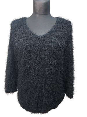 F&F czarny sweter włochaty maxi 48