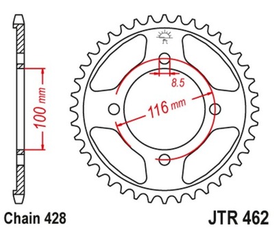 JT KRUMPLIARATIS GALINĖ JTR462 50 KAWASAKI KX 80 '86-99 