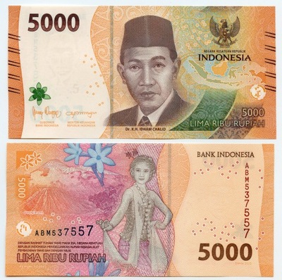 INDONEZJA 5000 RUPII 2022 P-W164 UNC