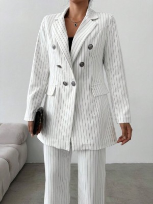 GARNITUR DAMSKI ELEGANCKI W PASKI MARYNARKA + SPODNIE CONTESSA S 36