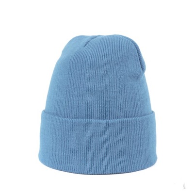 Czapka Damska Niebieska Podwijana Beanie Zimowa