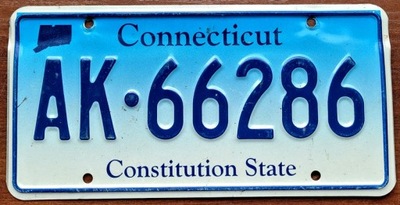 CONNECTICUT - PLACA REJESTRACYJNA CON EE.UU.  