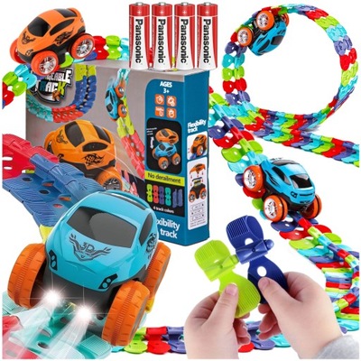 Tor Samochodowy 8 METRÓW 276el ELASTYCZNY Składany Wyścigowy LED Auto NAPĘD