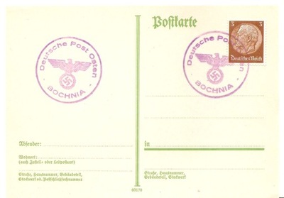 BOCHNIA -DEUTSCHE POST OSTEN -postkarte - stempel