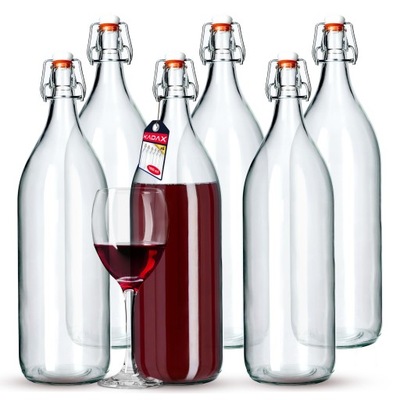 BUTELKA BUTELKI NA WINO WINA 2L 2000ml BIMBER NALEWKI SOK ALKOHOL KOREK 6x