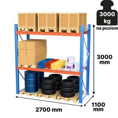 Regał paletowy magazynowy Stow regały paletowe H-3 m 3000 kg na 9 palet