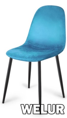 Krzesło tapicerowane kuchenne/salonowe GIULIA SEA BLUE VELVET
