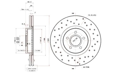 BREMBO ГАЛЬМІВНІ ДИСКИ ГАЛЬМІВНІ 2 ШТУКИ. ПЕРФОРОВАНІ ПЕРЕД VOLVO C30 C70 II S40