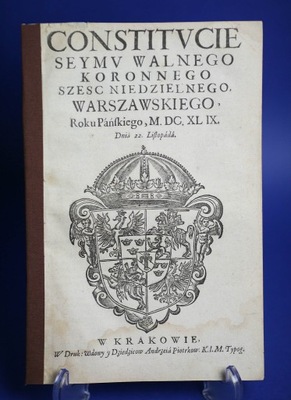 Constuticie Seymu Koronnego - Warszawa 1649