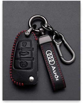 KEYRING FOR KEYS AUDI Q3 A6 A3 A8 A7 METAL LEATHER  