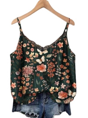 SHEIN KWIATOWY TOP NA RAMIĄCZKACH Z KORONKĄ PLUS SIZE 44 1HB