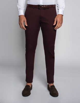 Spodnie męskie Godo bordowe slim fit 38 34