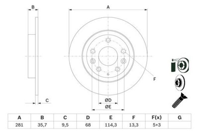 BOSCH 0 986 479 E55 DISKU STABDŽIŲ 