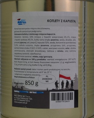 Wojskowe kotlety z kapustą 850g Puszka Arpol