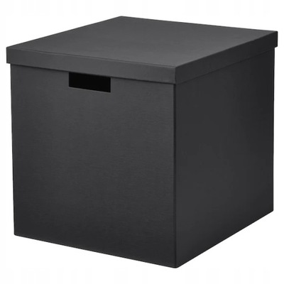 PUDEŁKO Z POKRYWKĄ CZARNY IKEA TJENA ZABAWKI DO REGAŁU KALLAX 35X35X32CM