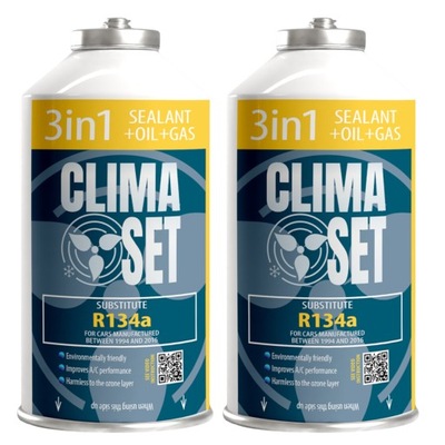 CLIMASET 2X 3W1 R134A ГАЗ DO КОНДИЦІОНЕРА Z МАСЛО I USZCZELNIACZEM 700G