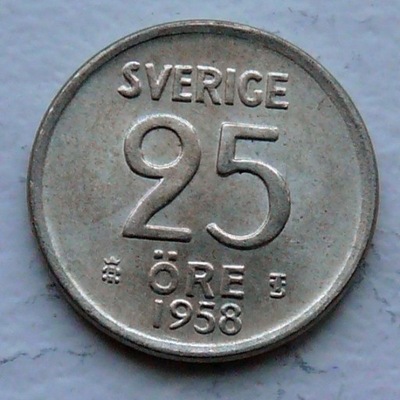 SZWECJA - GUSTAW VI - 25 ORE 1958 r.- srebro Ag (2)