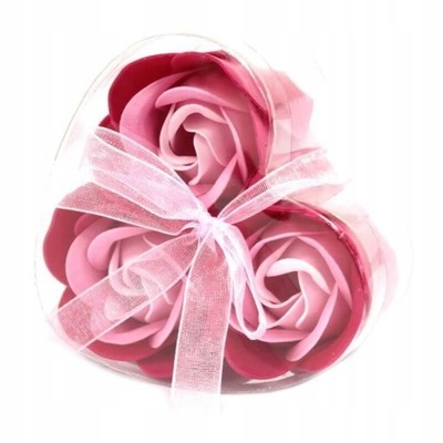 Mydlane Róże różowe flower box serce walentynki