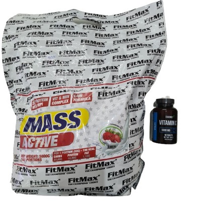 Gainer truskawkowy FitMax 5000 g masa + Witamina C