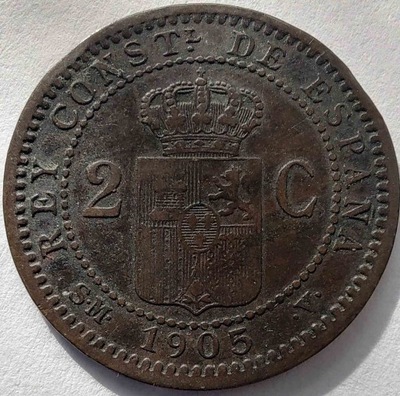 1950 - Hiszpania 2 centymy, 1905