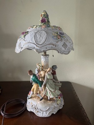 Lampa porcelanowa sygnowana Schierholz Plaue unikat ANTYKI Domański