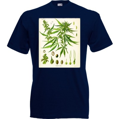 Koszulka cannabis sativa marihuana M granatowa cie
