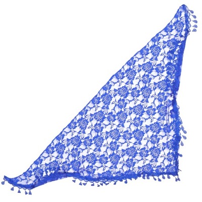 Koronkowy trójkątny szal z frędzlami otula dz