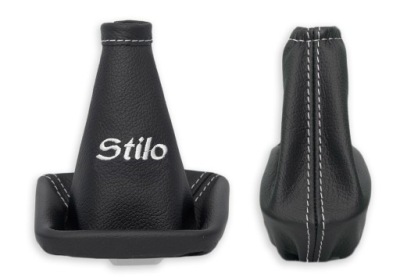 Fiat stilo 2001-2007 5 дверной комплект чехлы рычага черная кожа вышивка белый фото №1