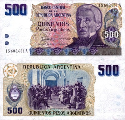 # ARGENTYNA - 500 PESOS - 1984 - P-316 UNC ser. A