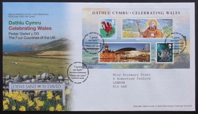 ANGLIA - 2009 - WYDANIE CELEBRACYJNE DLA WALII - KOPERTA Z BLOKIEM FDC