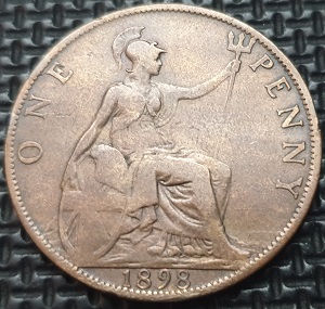 *WIELKA BRYTANIA [0229] *ONE 1 PENNY 1898 Victoria