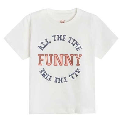 Cool Club T-shirt chłopięcy biały Funny r 134