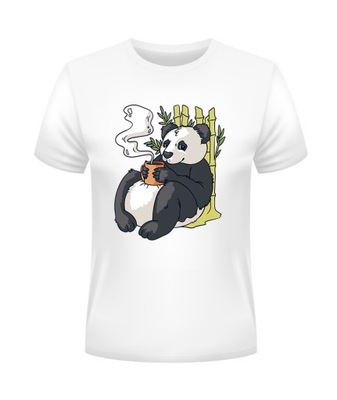 Koszulka Damska Panda w Bambusach Biała S Tshirt Panda Prezent
