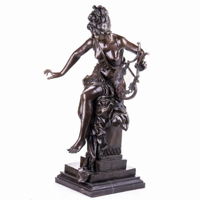 Dekoracyjna Rzeźba Kobiety z Lirą z Brązu 128cm