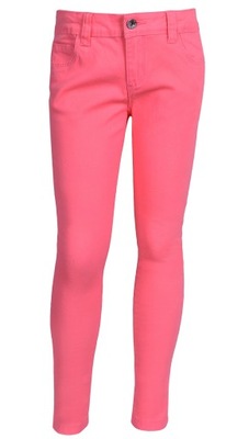 Neonowe, jeansowe spodnie/rurki dziewczęce 146 cm