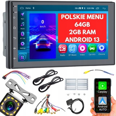 RADIO 2 DIN RDS BLUETOOTH ANDROID AUTO CARPLAY USB 7 CALI 4X50W
