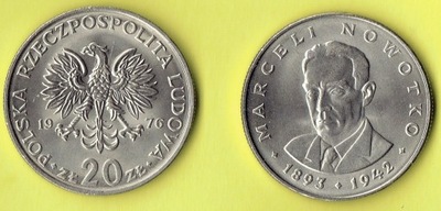 POLSKA 20 zł M.Nowotko 1976 r. bz