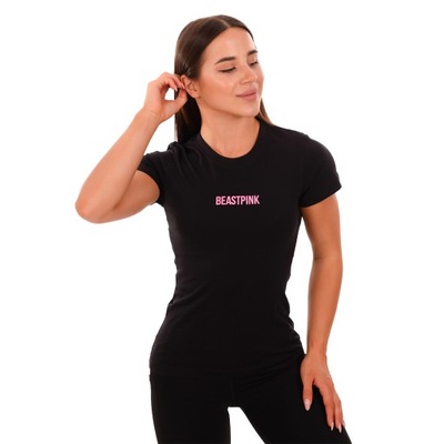 Damska koszulka T-shirt czarny - BeastPink XS