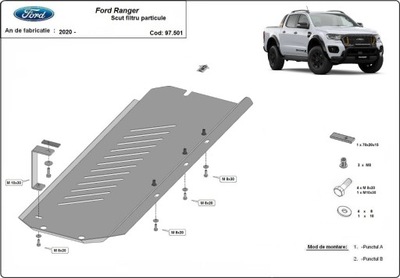 DE ACERO PLACA PARA DPF FORD RANGER RAPTOR 20-2022  