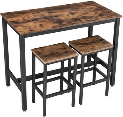 Zestaw salonowy brązowy stół i 2 krzesła barowe