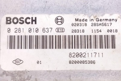 Бортовой компьютер двигателя ecu renault vel satis bj0_ 8200211711 2.2l дизель 110kw фото №1