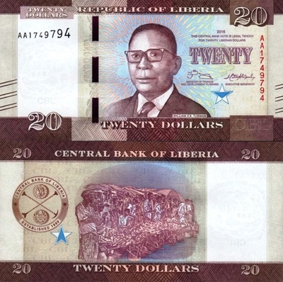 # LIBERIA - 20 DOLARÓW - 2016 - P-NEW - UNC