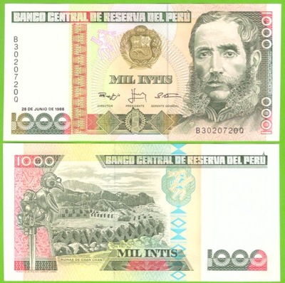 PERU 1000 INTIS 1988 P-136b UNC