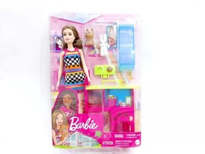 LALKA BARBIE DOMEK DLA ZWIERZĄT ZESTAW