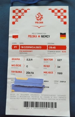 bilet Polska - Niemcy jedno zgięcie