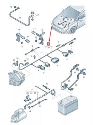 Vw touran 5t генератор кабель harness 5q0971230fb фото №1