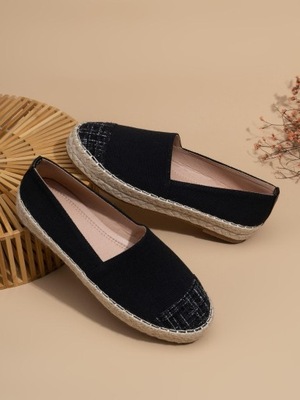 C3B02006 CZARNE DAMSKIE ESPADRYLE CASUAL SHEIN 36