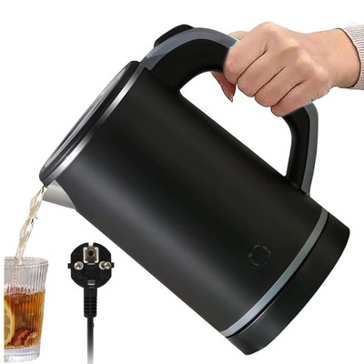 CZAJNIK 600W 800ML Z WYŁĄCZNIKIEM AUTOMATYCZNYM STAL NIERDZEWNA CZARNY