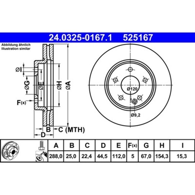 DISCO DE FRENADO PARTE DELANTERA L/P MERCEDES A (W169), B (W245) 09.04-06.1224.0325-0  